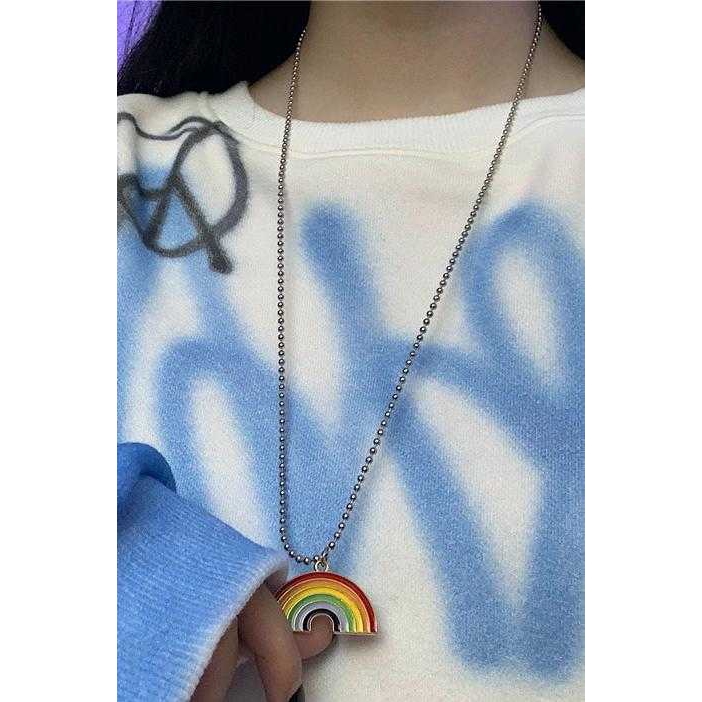 Vòng cổ chuỗi hạt cầu vồng phong cách Hàn Quốc trẻ trung dành cho nữ