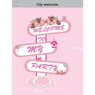 Cây Welcome trang trí tiệc sinh nhật, đầy tháng chủ đề hoa hồng