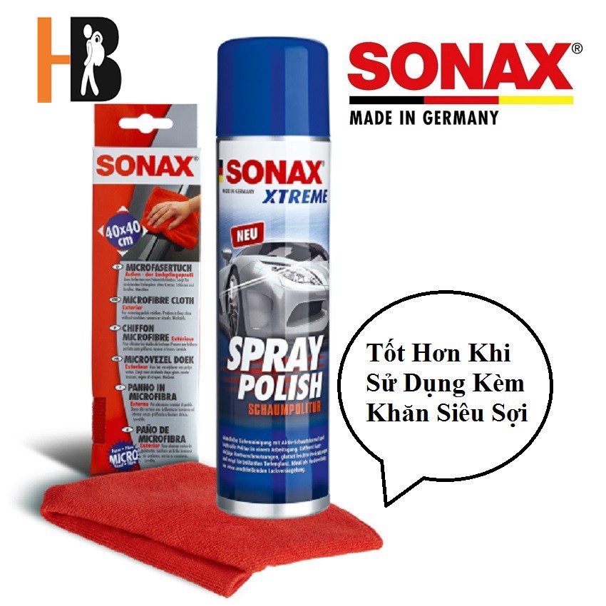 Bình xịt đánh bóng xóa xước làm mới sơn xe dạng bọt Sonax Xtreme Spray Polish 241300-320ml