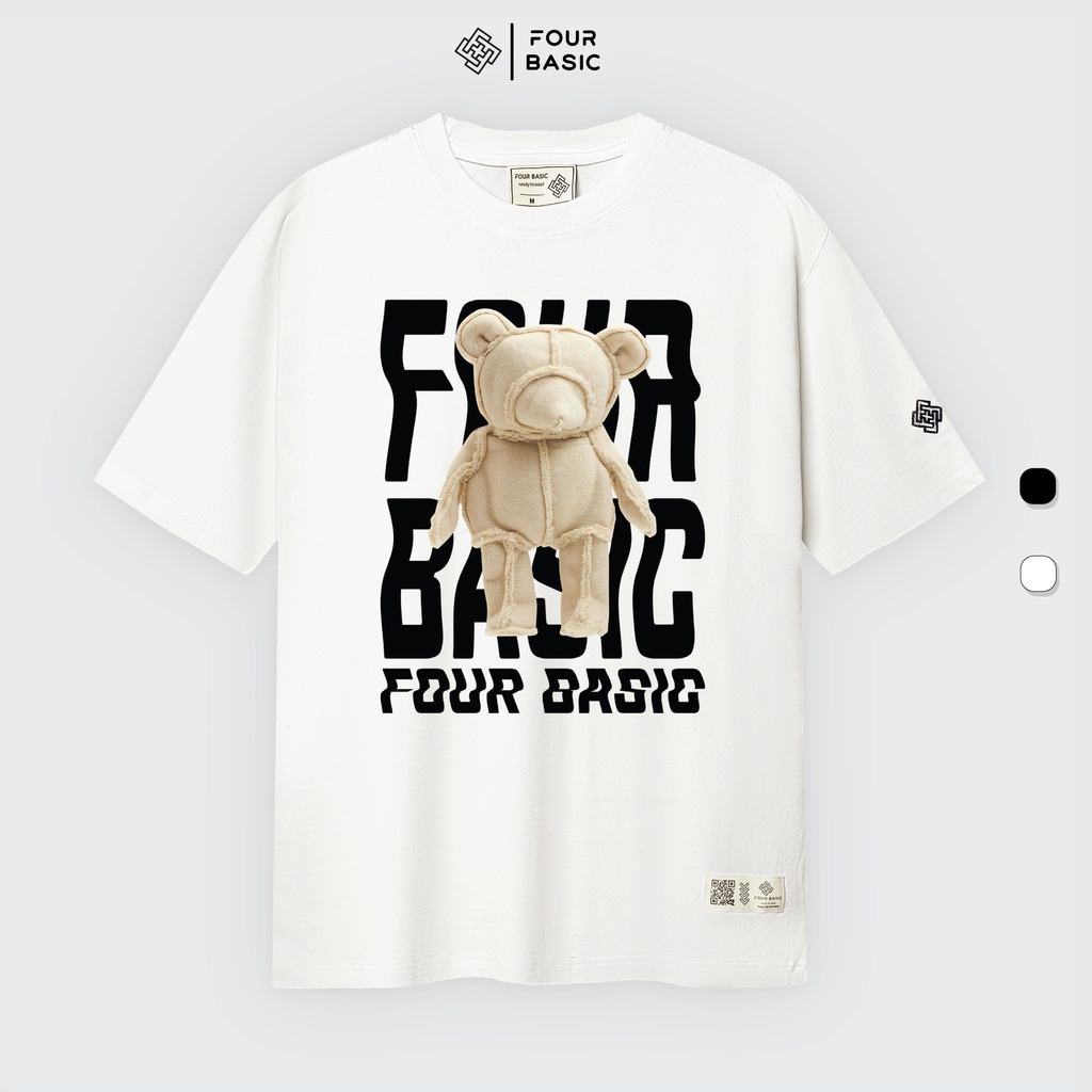 Áo thun tay lỡ Teddy Four Basic phông Unisex Nam Nữ chất lượng 100% Cotton oversize form rộng T26