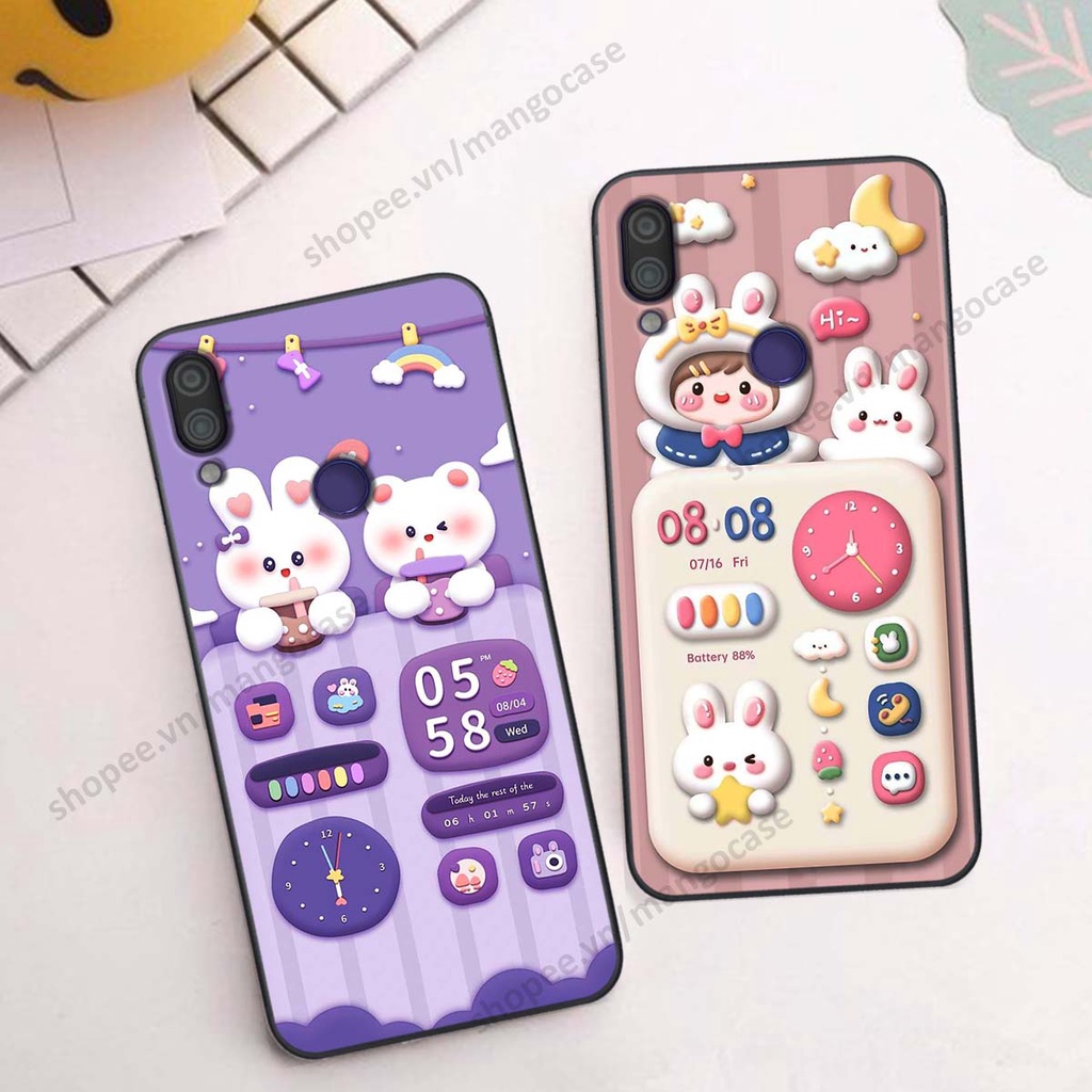 Ốp lưng Xiaomi Redmi Note 7 hình gấu, thỏ, đồng hồ cute dễ thương