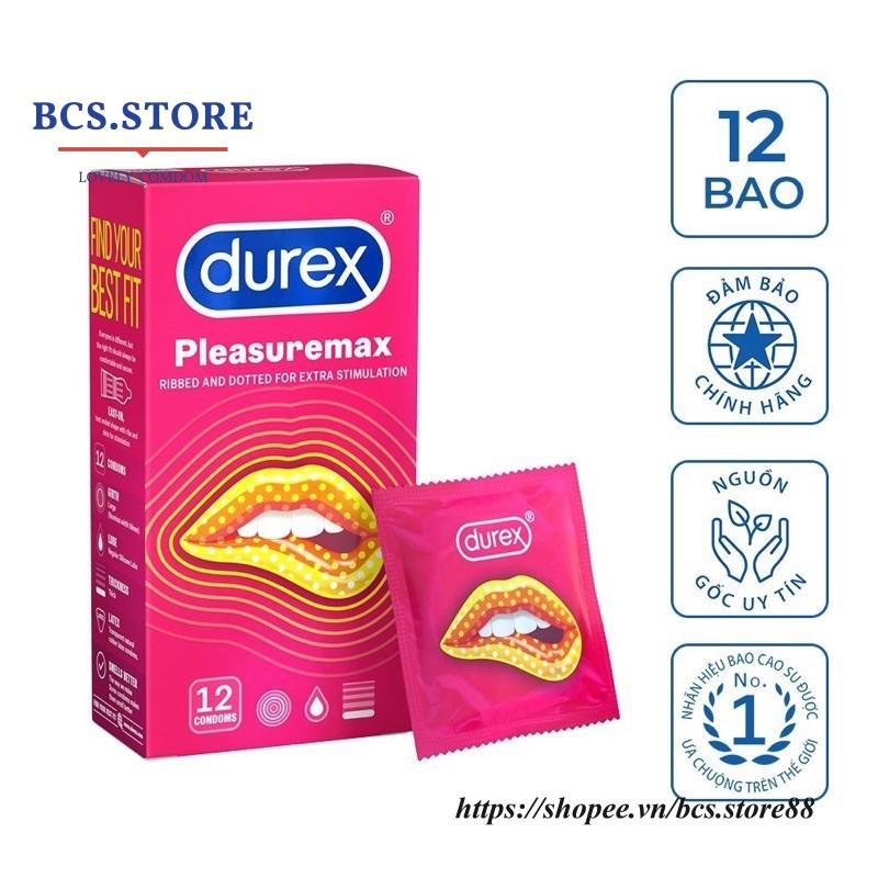 PHIÊN BẢN MỚI Bao cao su durex pleasuremax  chính hãng  thiết kế siêu mỏng có gân nhiều bôi trơn tăng khoái cảm hộp 12c