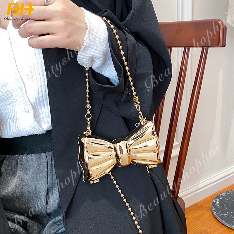 Túi Xách Đeo Vai / Kẹp Nách Quai Xích Kim Loại Thời Trang 2022 Cho Nữ
