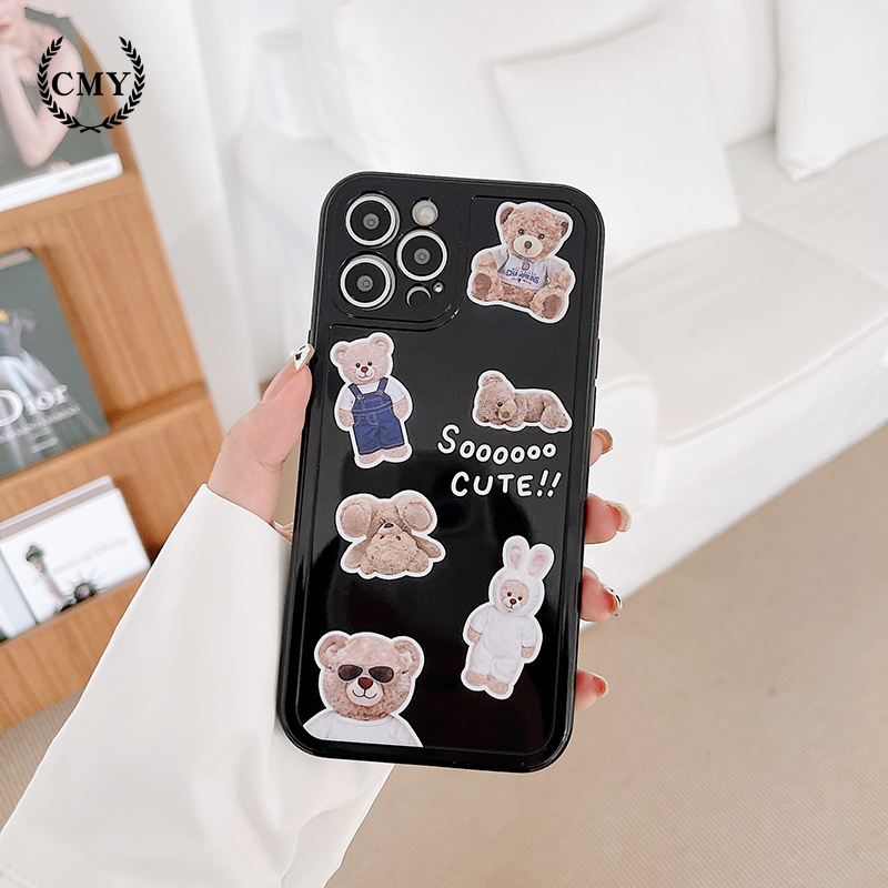 Ốp iphone Vỏ điện thoại silicon Cute plush bear tpu Phone Case For iPhone 11 Pro Max X Xr Xs Max 7 8 Plus Se 2020 12 pro max 12 mini