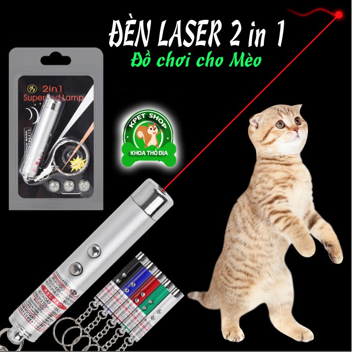 Đèn Laser 2 in 1 - Đồ chơi cho mèo vờn - Có sẵn pin