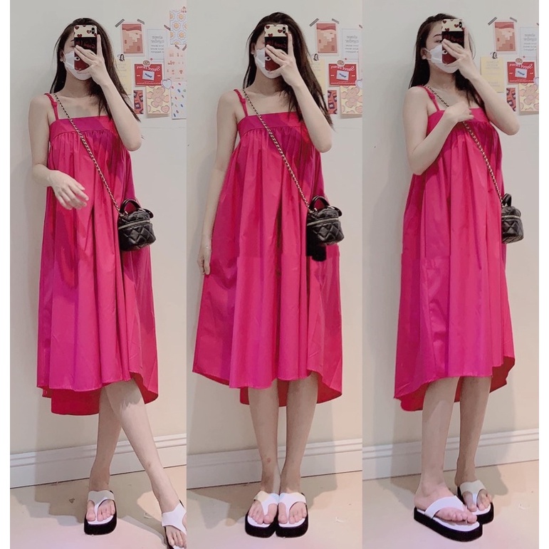 ĐẦM HAI DÂY BABYDOLL SUÔNG COLOR DRESS thiết kế form rộng xoè to style hàn quốc ullzang nhiều màu