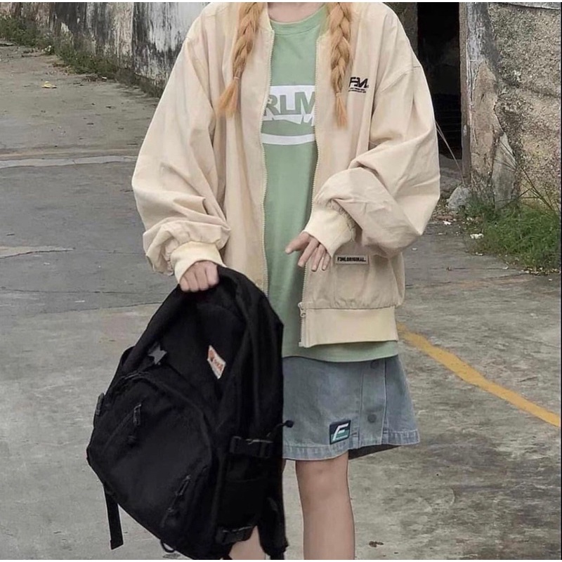 Áo bomber gió phong cách ulzzang ( 2 màu Đen , Be )