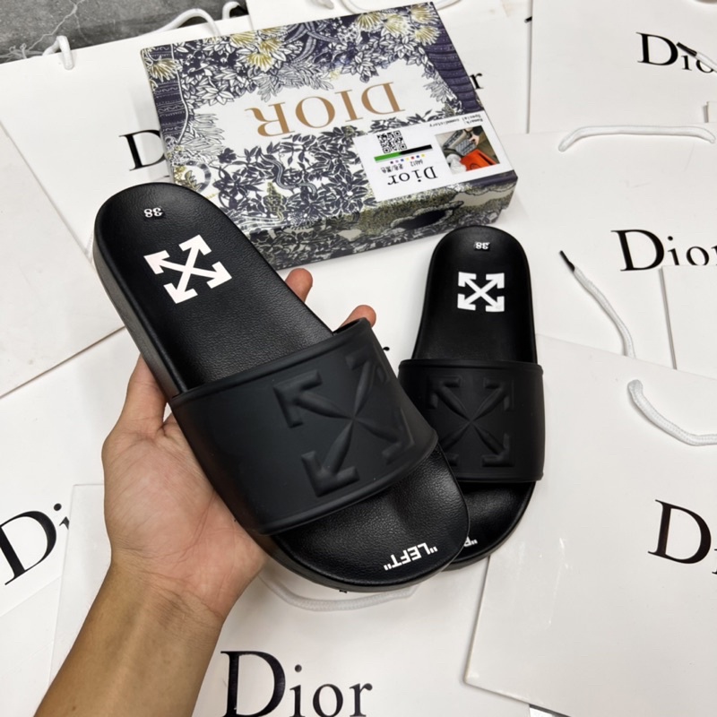 Dép lê Off white chữ cao su nổi siêu nét - Dép nam quai cao su đỉnh cao