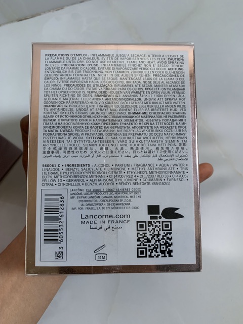 Nước hoa lancome la vie est belle l’eau de parfum 75ml full seal