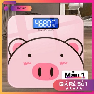 [GIÁ SỈ]😍Cân điện tử cân sức khỏe gia đình màn hình 😍LED hiển thị cân nặng ,nhiệt độ hình con heo( Tặng kèm thước dây)