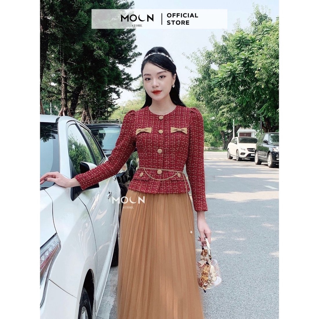 Áo khoác dạ công sở chất dạ tweed 2 lớp dày dặn ấm áp MVE603/M2 đỏ MOON STORE | BigBuy360 - bigbuy360.vn