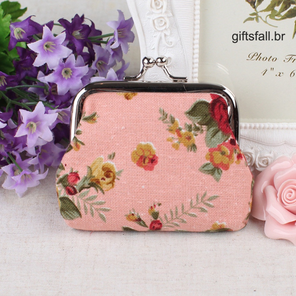 Ví Canvas Họa Tiết Hoa Vintage Đựng Tiền Xu Và Thẻ