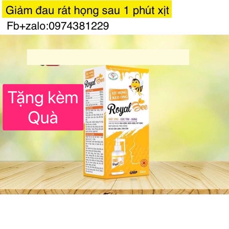 xịt họng keo ong royal bee ,cắt cơn ho nhanh trong,làm dịu cổ họng,sát khuẩn họng bằng keo ong mật ong