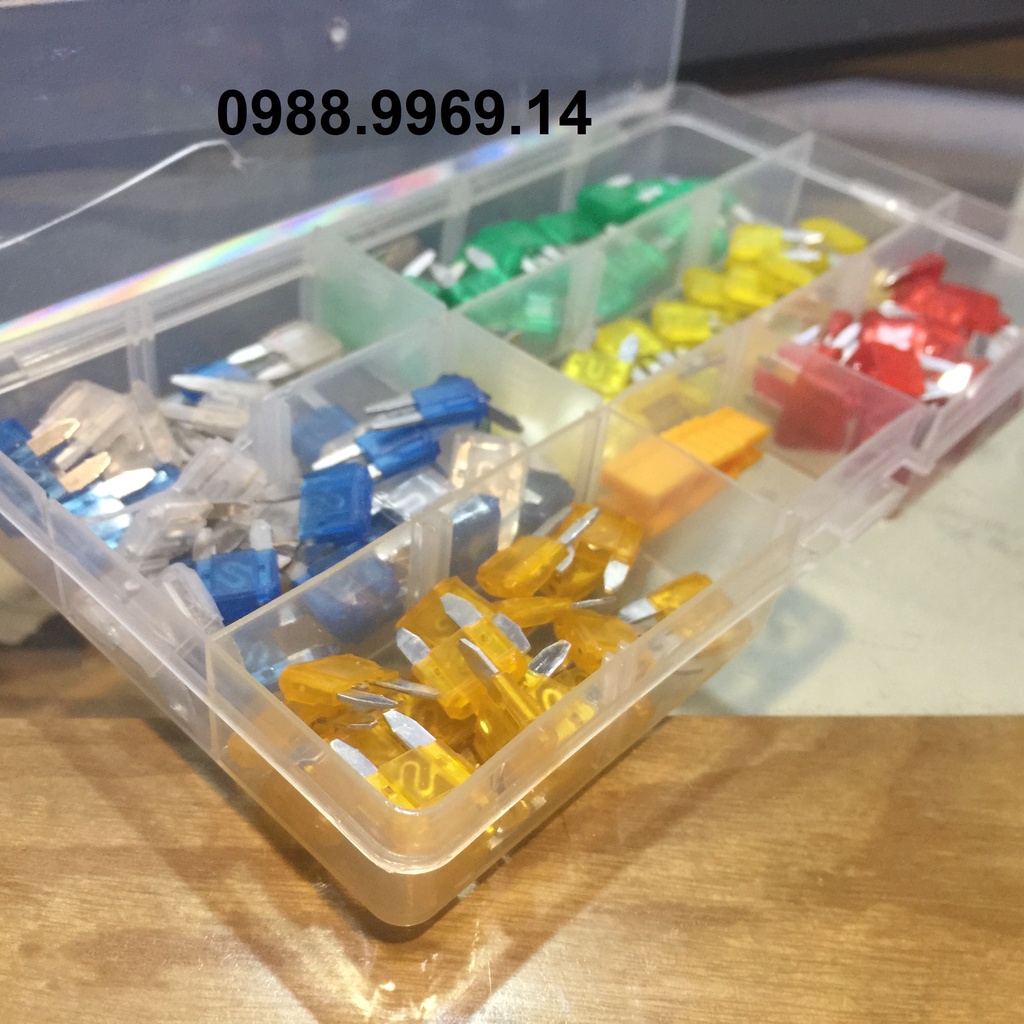 Cầu chì oto xe máy hộp 120c đủ loại 3-30A tặng gắp nhựa