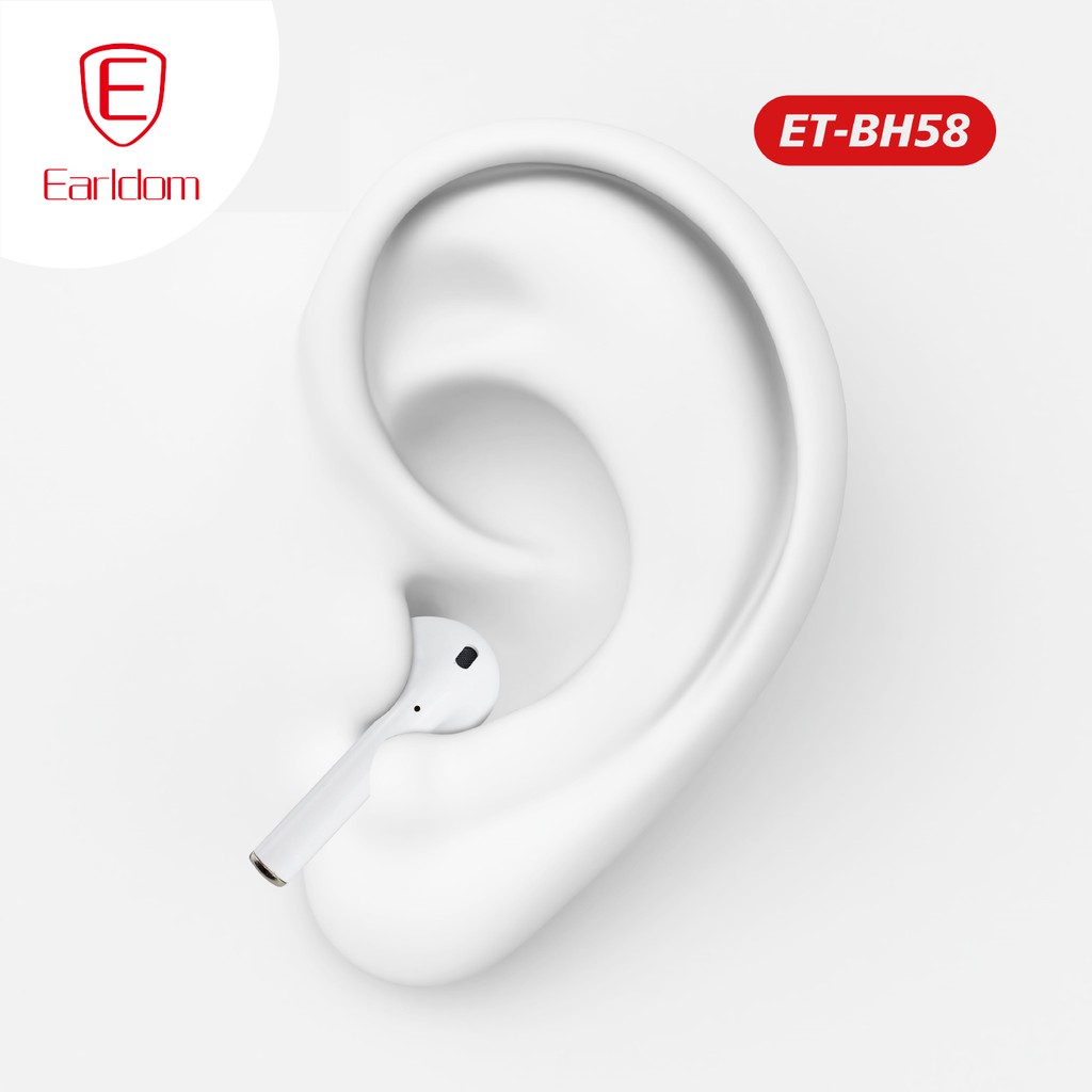 Tai nghe Bluetooth màu trắng, hỗ trợ sạc Type C, âm thanh cực tốt Earldom BH58