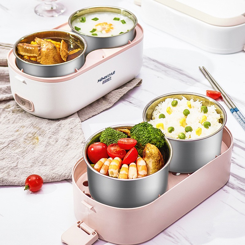 Hộp cơm cắm điện MINISTYLE 2 tầng 4 bát inox có chế độ giữ nhiệt, hâm nóng và tự nấu chín thức ăn đa chức năng GUDEO