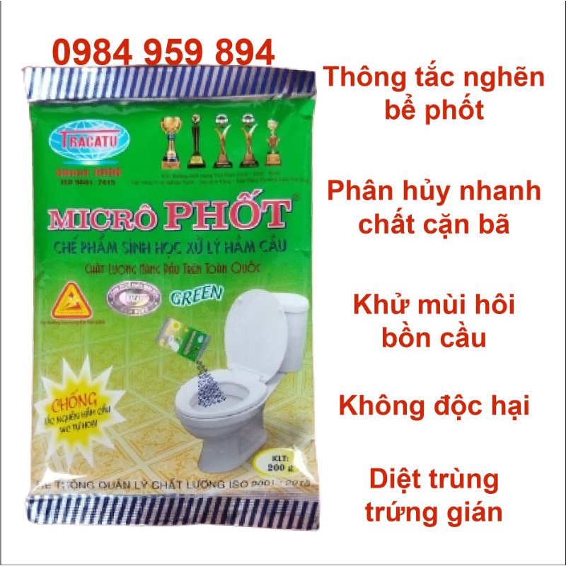 Men Xử Lý Bể Phốt Microphot- Bột Thông Bồn Cầu - Khử Mùi Hôi - Phòng Tắc Nghẽn - Vĩnh Viễn Không Phải Hút Bể Phốt