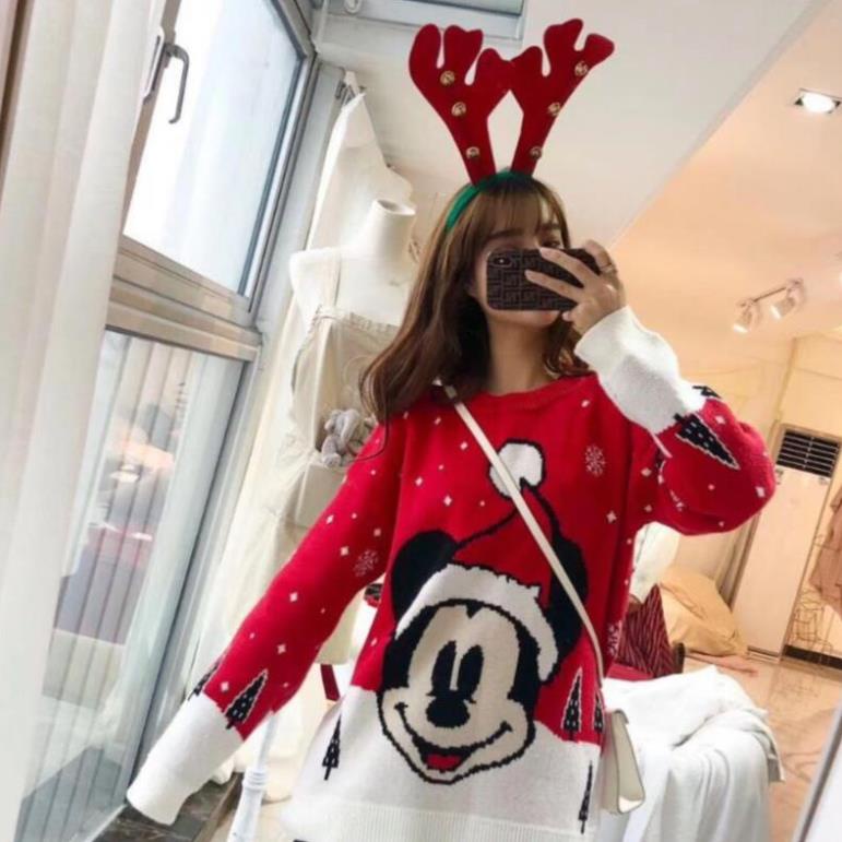 Áo Len Nữ Màu Đỏ Form Rộng Tay Dài Unisex, Áo Len Cổ Tròn Dày Dặn Ấm Đẹp Thu Đông Chuột Dưới 65kg CELORA | BigBuy360 - bigbuy360.vn