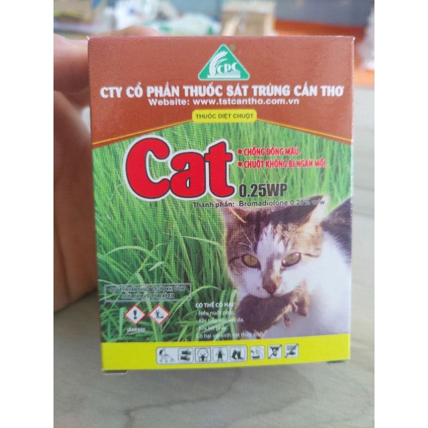 1 Hộp Thuốc Diệt Chuột CAT 0.25WP Dạng Bột Trộn Thức Ăn ( Gói 10g )