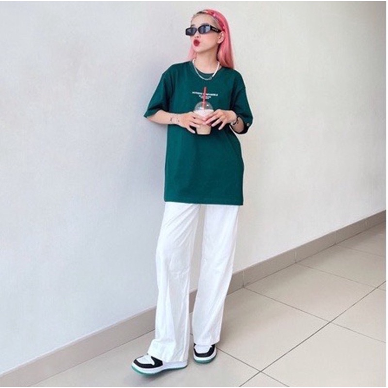 Áo thun phông logo tay nam nữ PINK tay lỡ form rộng DUSTY Unisex