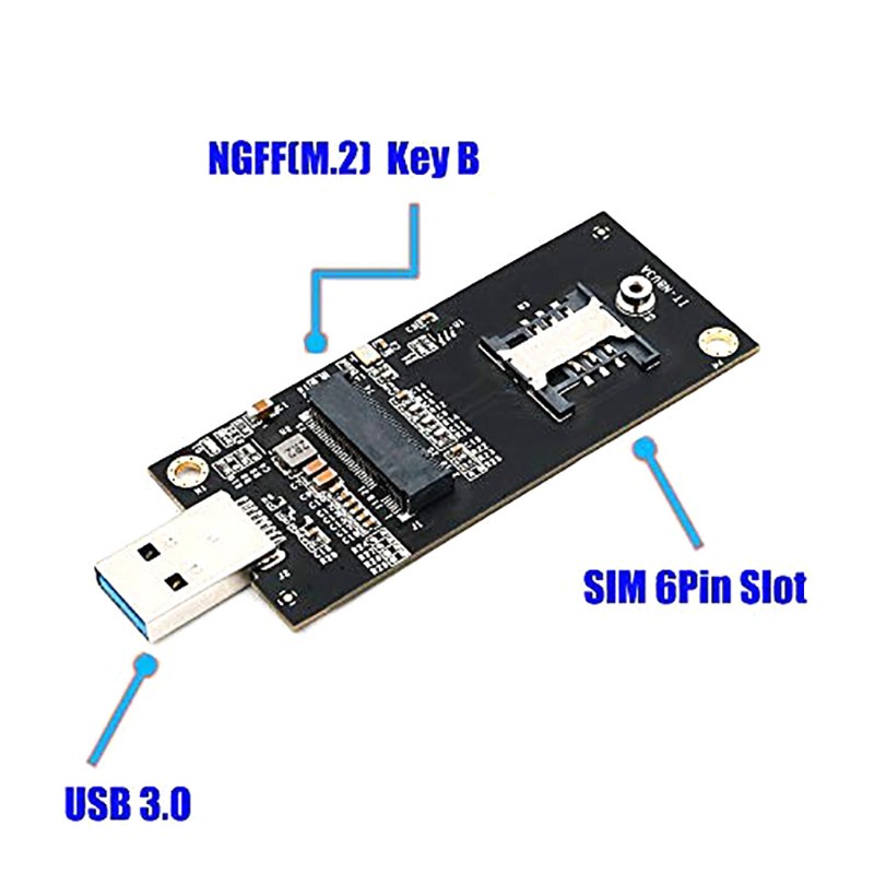 char M.2 Key B To USB 3.0 Adapter Converter Card Board+6pin Card Sim Slot For 3G / 4G / 5G Module M.2 To USB Riser Card
