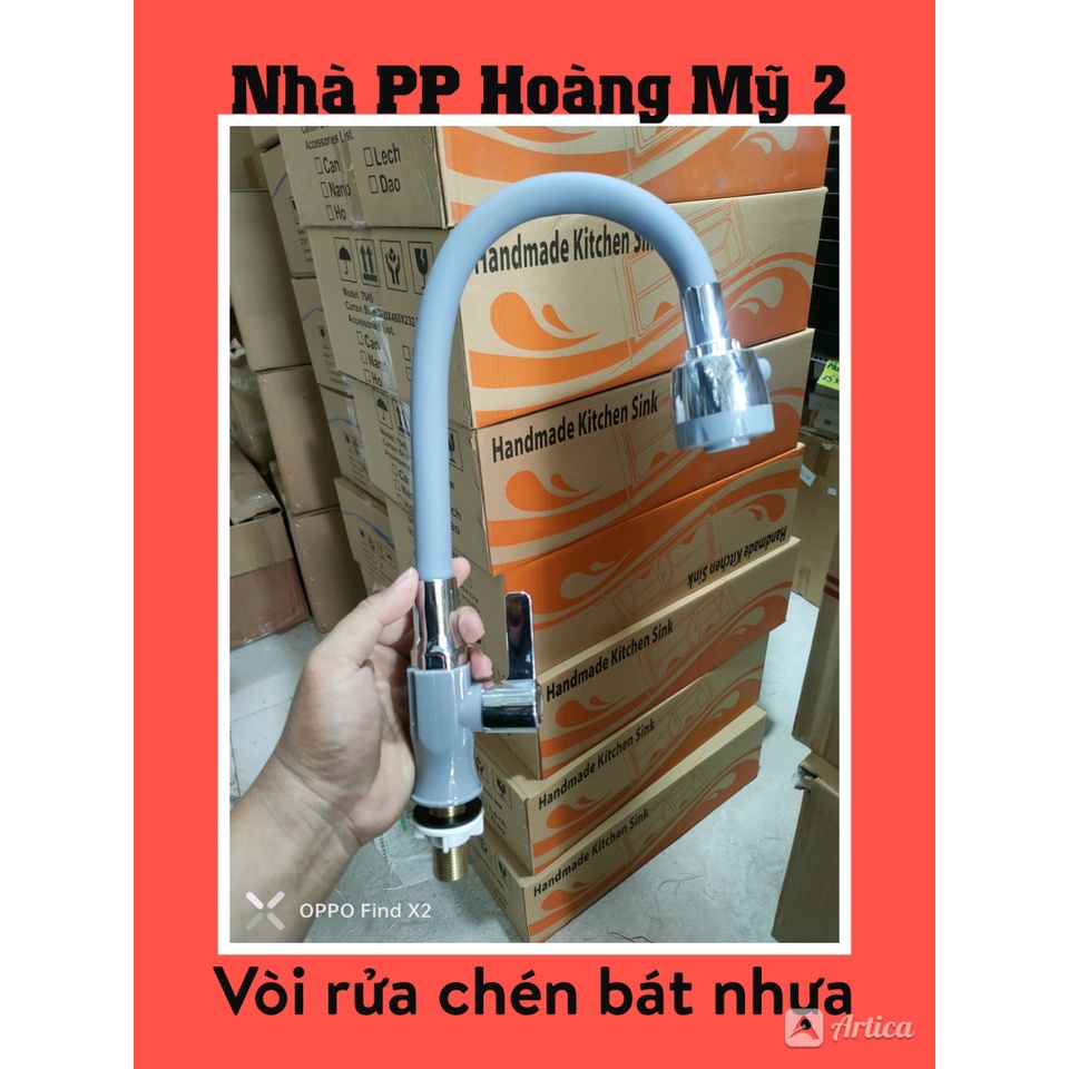 Vòi rửa chén bát lạnh Nhựa cần mềm bẻ 360 độ, đầu tăng áp 2 chế độ