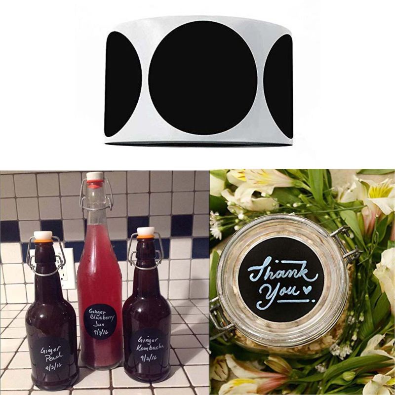 Bộ 120 Nhãn Dán Đánh Dấu Lọ Gia Vị Hình Tròn Màu Đen Có Thể Tái Sử Dụng