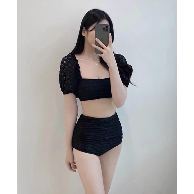 (2667- Lily Bikini) BIKINI MỘT MẢNH/ HAI MẢNH DẬP HOA BE / ĐEN ẢNH THẬT | BigBuy360 - bigbuy360.vn