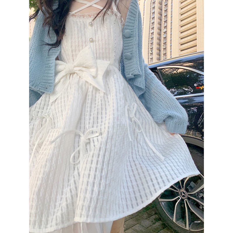 (Sẵn M,L) Set áo và váy hai dây tiểu thư phối nơ siêu xinhh (video tự quay) | BigBuy360 - bigbuy360.vn