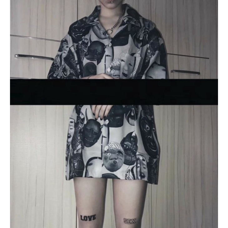 Áo Sơ Mi Tay Ngắn Unisex Cổ Bẻ Phông Cách Hàn Quốc Freesize