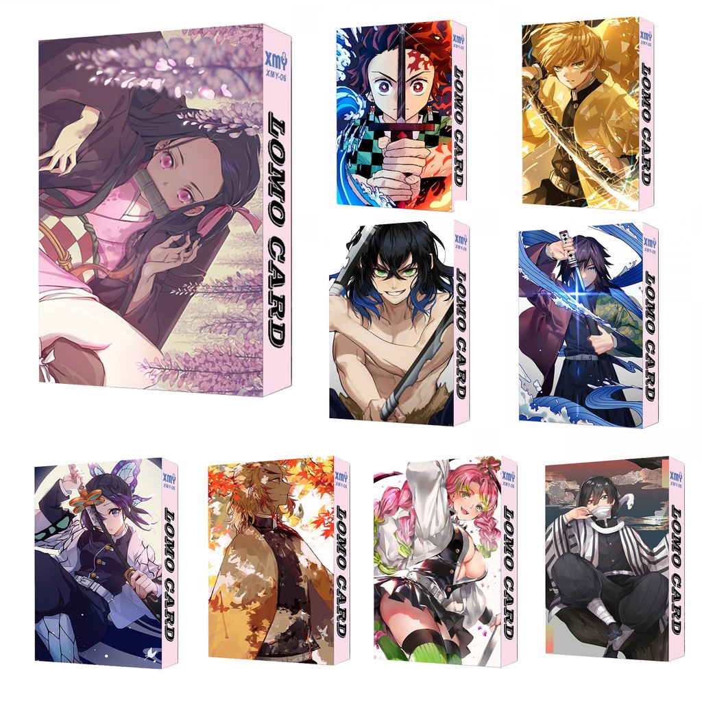 Hộp ảnh lomo in hình Kimetsu no Yaiba Thanh gươm diệt quỷ các trụ 30 tấm anime chibi