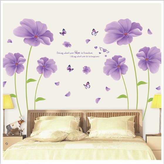 Decal trang trí tường Hoa Tím lớn