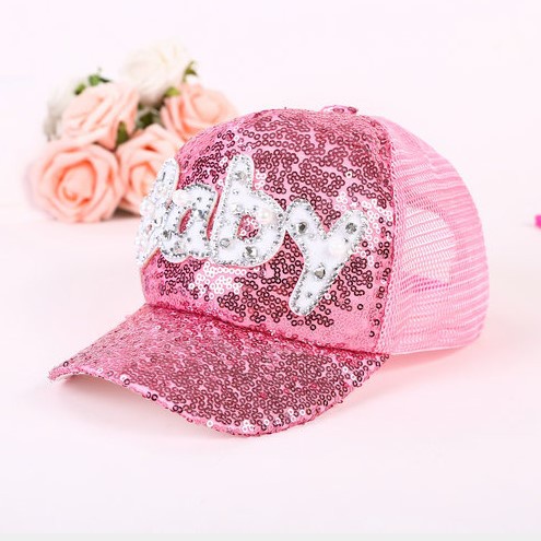 Mũ lưỡi trai chống nắng phối lưới sequin thời trang mùa hè Hàn Quốc cho bé gái 3-8 tuổi