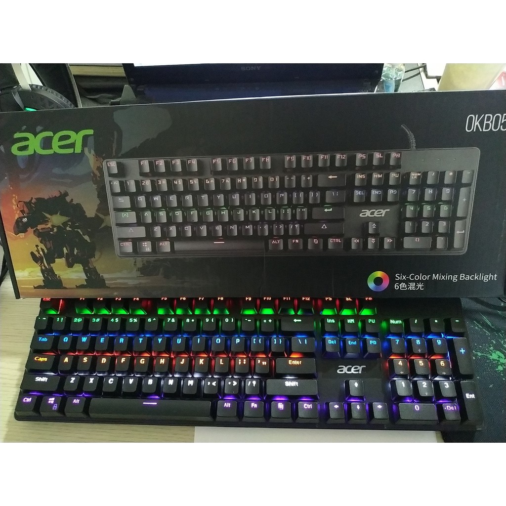 Bàn phím cơ chuyên game giá rẻ Acer OKB050 SW Blue, full box bảo hành 12 tháng