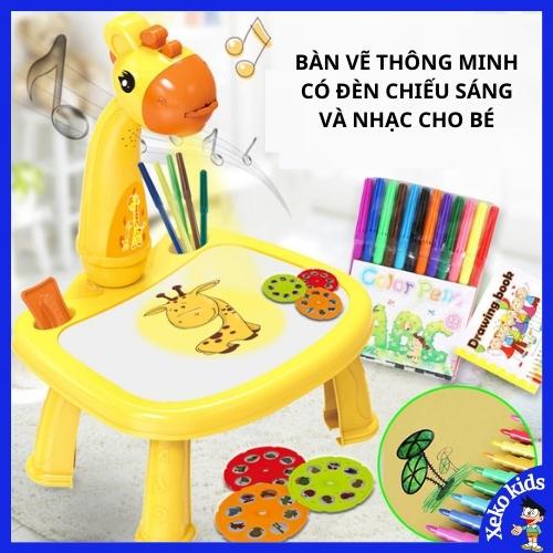 Bàn vẽ thông minh có đèn chiếu sáng và nhạc,máy chiếu vẽ tranh cho bé tập vẽ và tô màu hình hươu.Đồ chơi trí tuệ cho trẻ