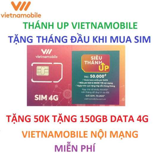 Sim Vietnamobile 4G Thánh Up TK50k