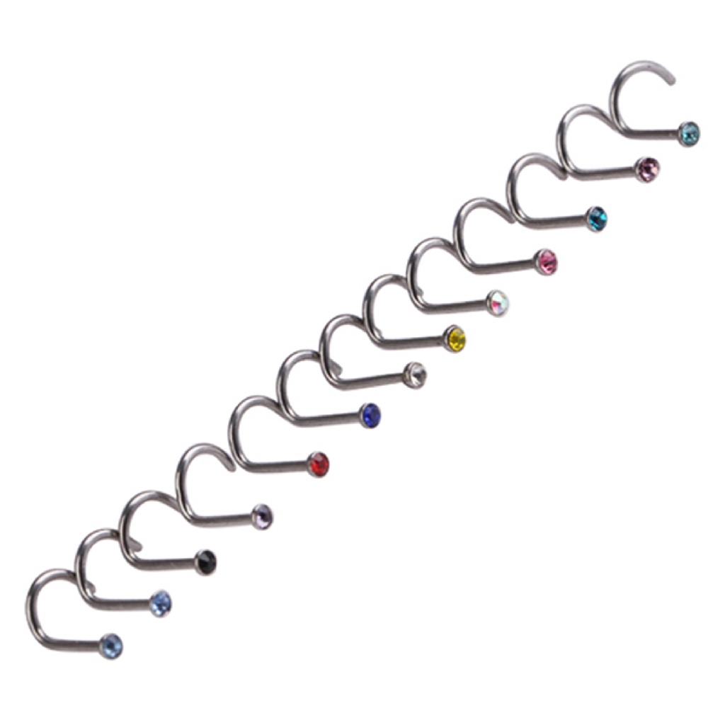 Set 10 Khuyên Mũi Đính Đá Nhiều Màu Sắc Cá Tính