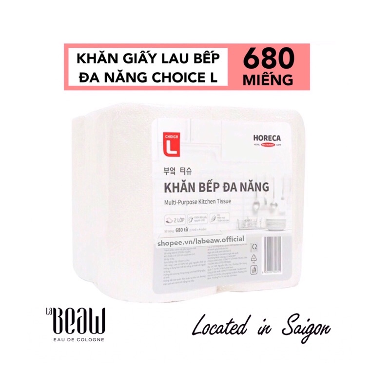 Khăn giấy lau bếp đa năng CHOICE L 680 tờ (nên dùng kết hợp với nước xịt đa năng CIF)