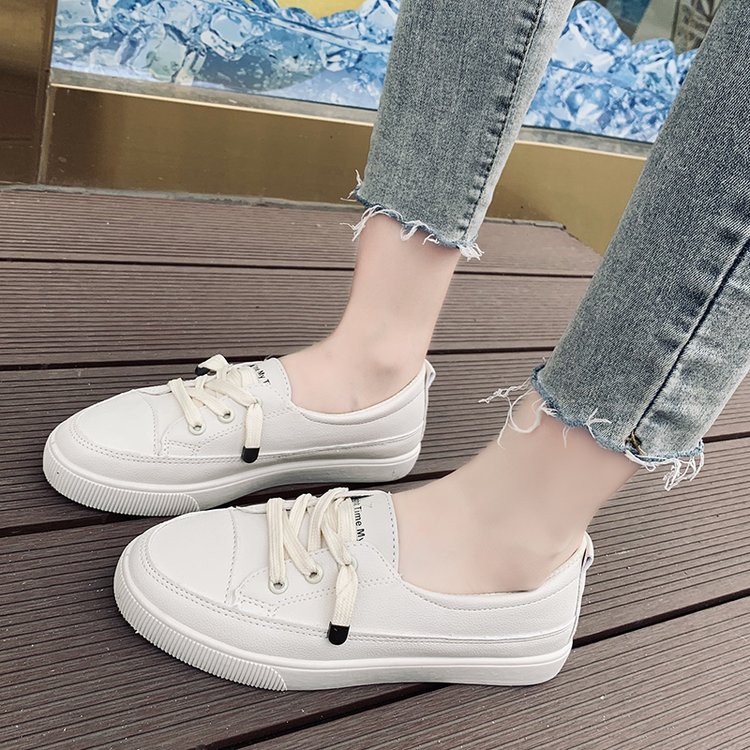 Giày Slip On Nữ Mũi Tròn Dây Rút Da Mềm - GS001