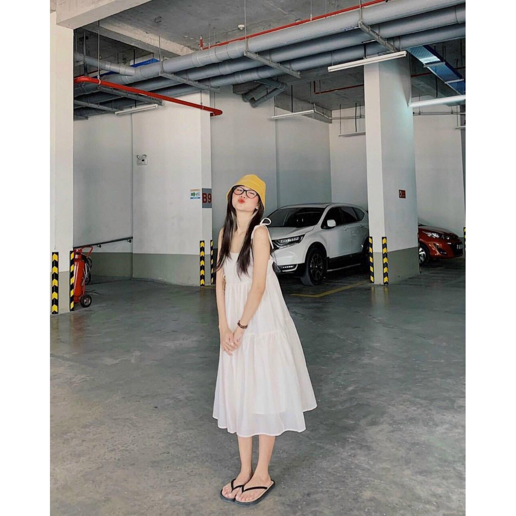 ĐẦM MAXI TRẮNG HAI DÂY
