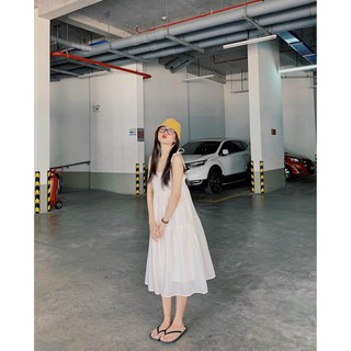 Đầm maxi trắng hai dây