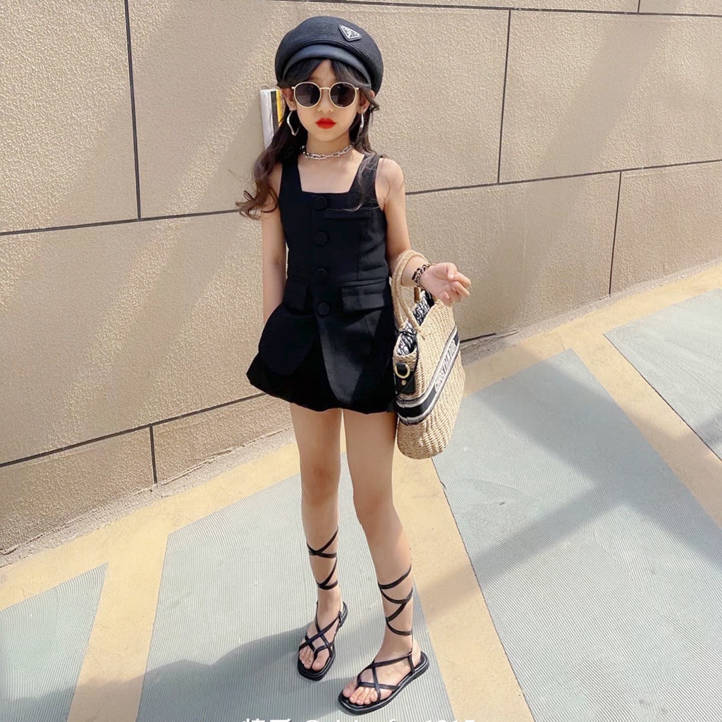 Bộ Đồ Hai Mảnh Áo Không Tay Dễ Phối Đồ Phong Cách Phương Tây Thời Trang Mùa Hè Dành Cho Bé Gái 48 Giờ