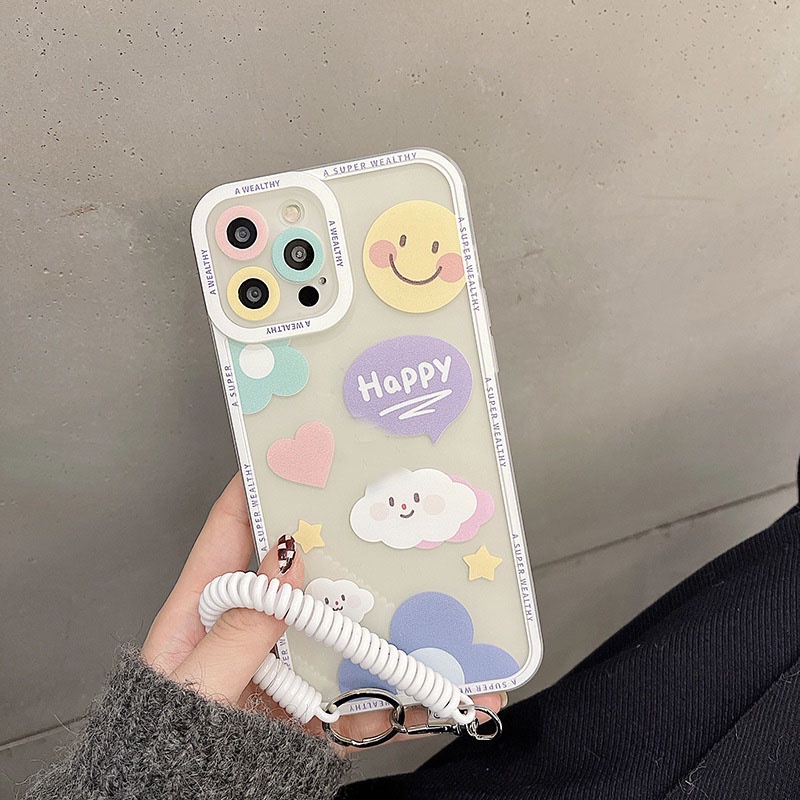 Ốp lưng iphone ốp Điện Thoại Trong Suốt Hình Đám Mây Mặt Cười Cho iPhone 14 13 12 11 PROMAX XS XR XSMAX SE2020