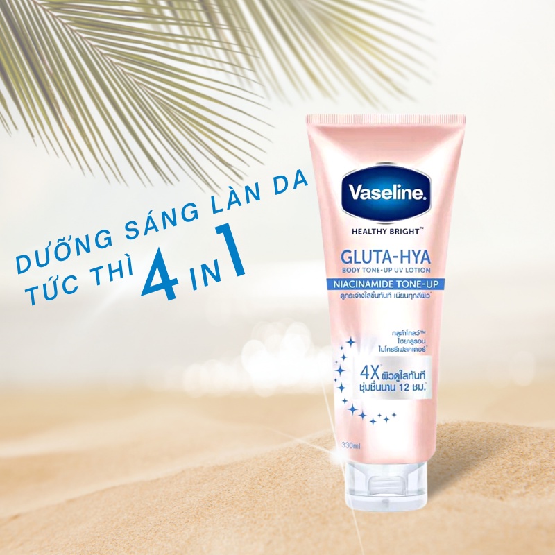 Sữa dưỡng thể dưỡng trắng da toàn thân Vaseline 4x Healthy Bright Gluta Hya Niacinamide Tone Up 300ml