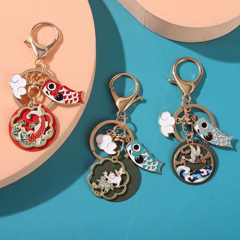 Móc Khóa Hình Cá Koi Đám Mây Cầu Nguyện Phong Cách Trung Hoa