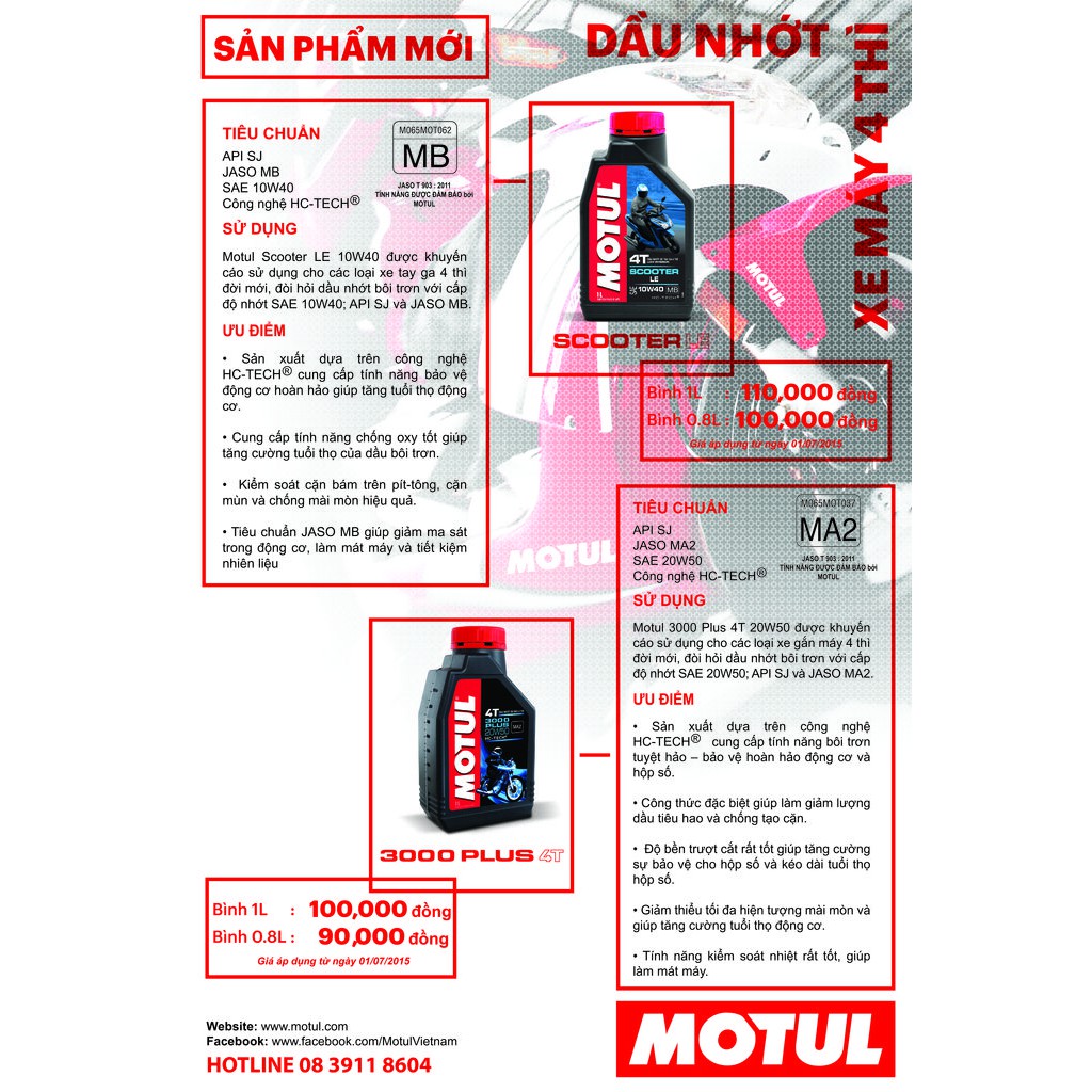 Nhớt Motul 3000 Plus 4T 20W50 dành cho xe số, tay côn