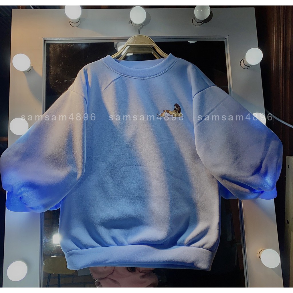 Áo sweater nỉ cô gái và mèo | BigBuy360 - bigbuy360.vn