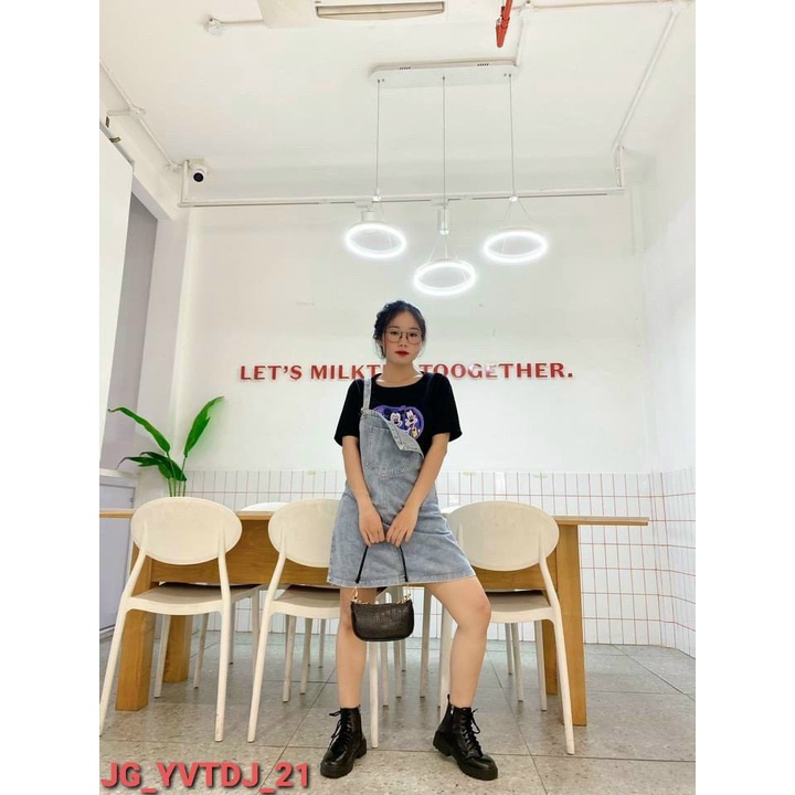 Yếm jean rộng hai dây hai màu cá tính siêu xinh - LK013