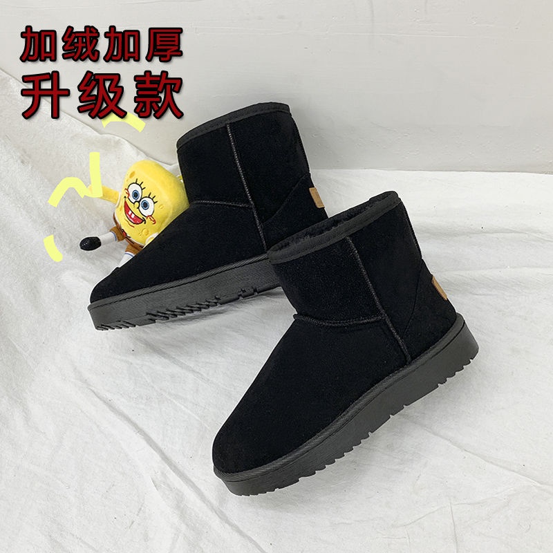 Giày bốt đi tuyết ống ngắn lót nhung cotton chống trượt thời trang mùa đông cho cặp đôi 2021 size lớn 41-44