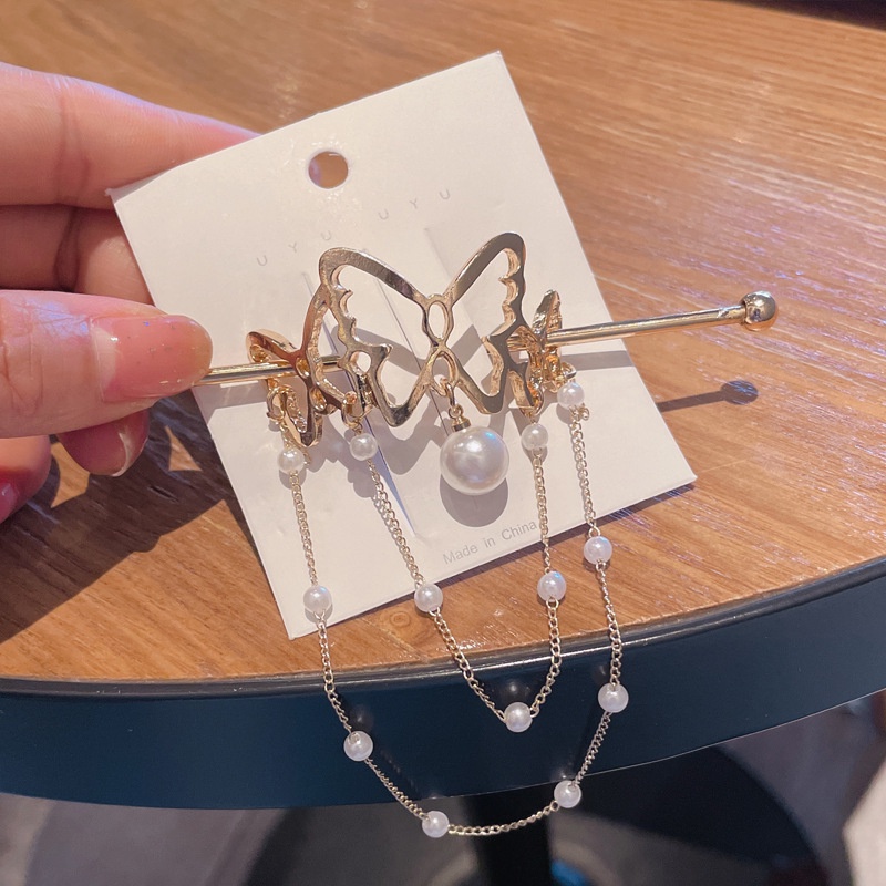 Chen Xiaoyun Kẹp Tóc Tua Rua Bên Hông Đính Đá Ngọc Trai Ngôi Sao Sáu Cánh Phong Cách Mùa Hè Cho Nữ